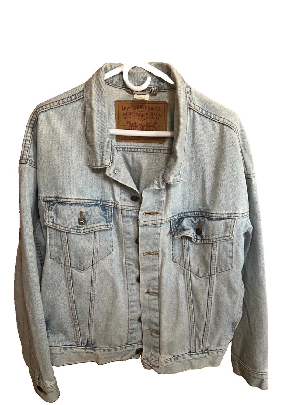 Vintage 90s Levis 70598-4834 Denim Trucker Jacket L Oversized Light Wash